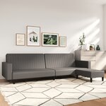 Vidaxl canapé-lit à 2 places avec repose-pied gris similicuir