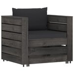 Salon de jardin meuble d'extérieur ensemble de mobilier 2 pièces avec coussins bois imprégné de gris 02_0015885