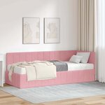vidaXL Cadre de lit d'angle avec matelas Rose 80 x 200 cm Velours