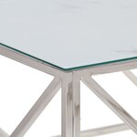 vidaXL Table basse argenté acier inoxydable et verre trempé