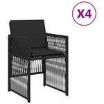 vidaXL Chaises de jardin lot de 4 avec coussins noir résine tressée