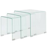 vidaXL Ensemble de tables gigognes 3 Pièces Verre trempé Transparent