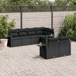 vidaXL Salon de jardin 7 Pièces avec coussins noir résine tressée