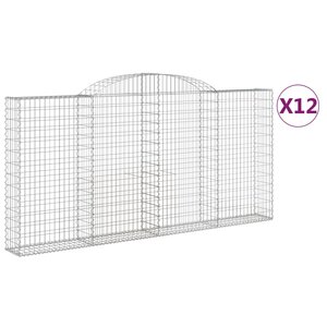 vidaXL Paniers à gabions arqués 12 Pièces 300x30x140/160 cm fer galvanisé