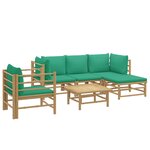vidaXL Salon de jardin 6 Pièces avec coussins vert bambou