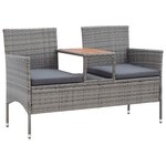 vidaXL Banc de jardin 2 places et table à thé 143 cm poly rotin gris