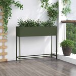 vidaXL Bac de jardin surélevé Vert olive 100 x 26 x 82 cm Acier