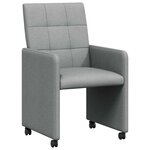 vidaXL Chaises de Salle à Manger avec Roues 2 Pièces Gris clair tissu