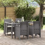 vidaXL Set de 4 chaises de jardin avec coussins gris clair poly rattan