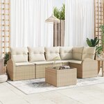 vidaXL Ensemble de canapé de jardin 6 Pièces Beige  blanc Poly rotin