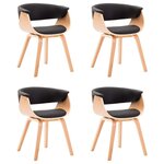 vidaXL Chaises à manger lot de 4 noir bois courbé et similicuir