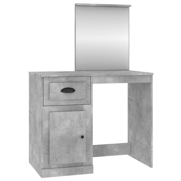 vidaXL Coiffeuse et miroir gris béton 90x50x132 5 cm bois d'ingénierie