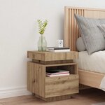 vidaXL Armoire de chevet et lumières LED chêne artisanal 40x39x48 5 cm