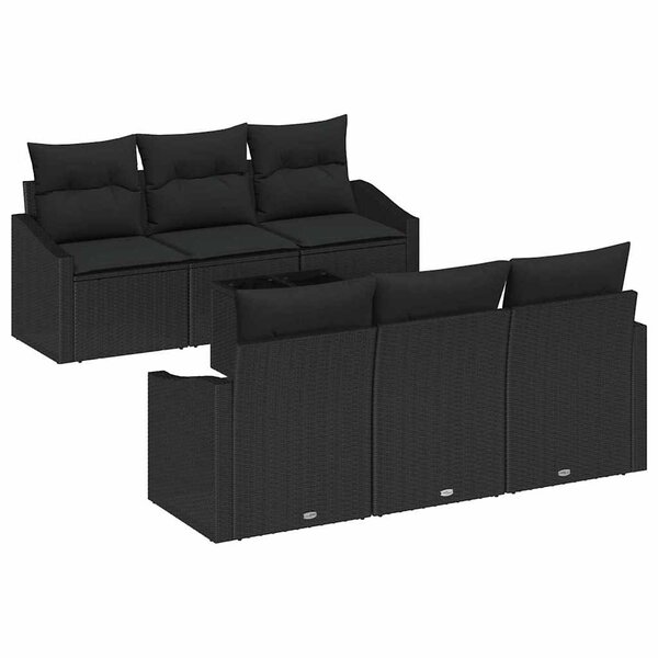 vidaXL Ensemble de canapé de jardin 7 Pièces Noir 55 x 55 x 37 cm