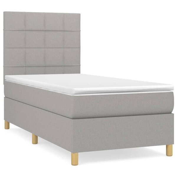 vidaXL Sommier à lattes de lit et matelas Gris clair 90x190 cm Tissu