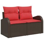 vidaXL Ensemble de canapé de jardin 6 Pièces Marron Poly rotin