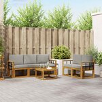 vidaXL Ensemble de canapés d'extérieur 6 Pièces Gris Naturel et Clair