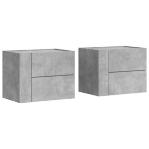 vidaXL Tables de chevet murales 2 Pièces gris béton 45x30x35 cm