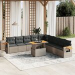 vidaXL Salon de jardin 11 Pièces avec coussins gris résine tressée