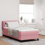 Lit coffre vidaXL avec matelas rose 100x200 cm en velours