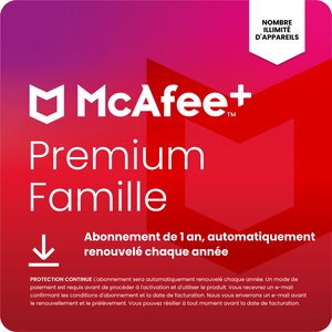 McAfee+ Premium - Famille - Abonnement 1 an - Renouvelé automatiquement chaque année