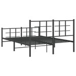 vidaXL Cadre de lit métal avec tête de lit/pied de lit noir 135x190 cm