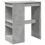 vidaXL Table de bar avec étagères gris béton bois d'ingénierie
