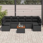 vidaXL Ensemble de canapé de jardin avec coussin 8 Pièces Noir Poly rotin
