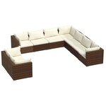 vidaXL Salon de jardin avec coussins 9 Pièces marron résine tressée