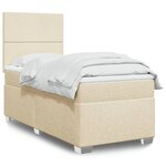 vidaXL Sommier à lattes de lit avec matelas Crème 100x200 cm Tissu
