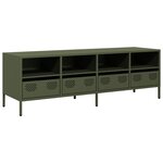 vidaXL Meuble TV vert olive 135x39x43 5 cm acier laminé à froid