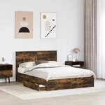 vidaXL Lit de Rangement Chêne fumé 135 x 190 cm Bois d'ingénierie