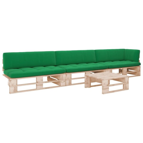 vidaXL Salon de jardin palette 4Pièces avec coussins Bois de pin imprégné