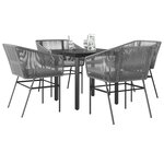 vidaXL Ensemble à manger jardin coussins 5 Pièces gris poly rotin verre