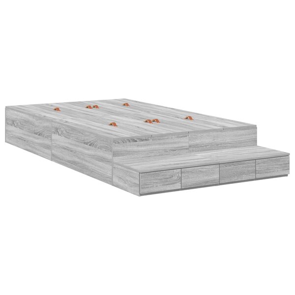 vidaXL Cadre de lit de rangement Gris Sonoma 120x190 cm
