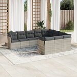 vidaXL Salon de jardin avec coussins 10 Pièces gris clair résine tressée