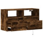 vidaXL Meuble TV mural avec lumières LED chêne fumé 80x31x45 cm