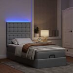 vidaXL Lit ottoman avec matelas et LED gris clair 90x200 cm tissu