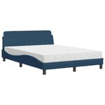 vidaXL Lit avec matelas bleu 120x200 cm tissu