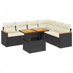 vidaXL Salon de jardin 7 Pièces avec coussins noir résine tressée
