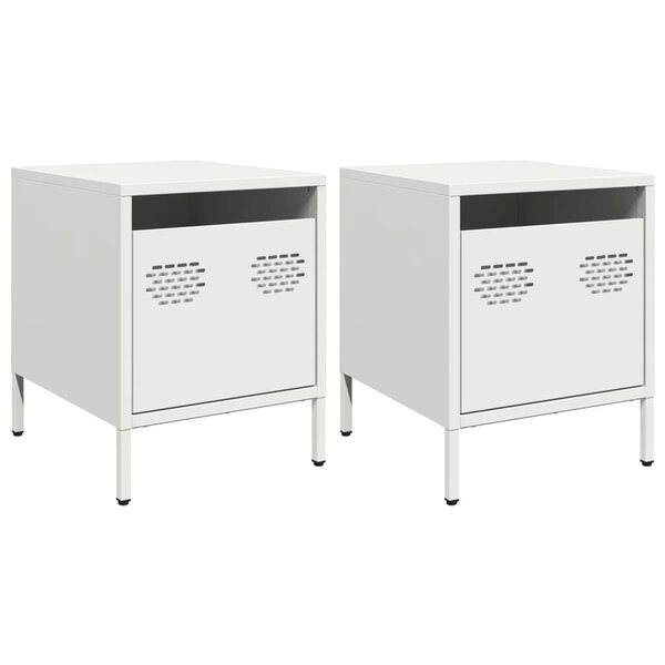 vidaXL Tables de chevet 2 Pièces blanc 35x39x43 5 cm acier