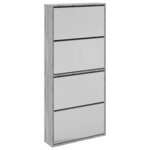 vidaXL Armoire à chaussures miroir 4 niveaux sonoma gris 63x17x134 cm