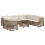 vidaXL Ensemble de canapé de jardin 11 Pièces Beige polyrotin