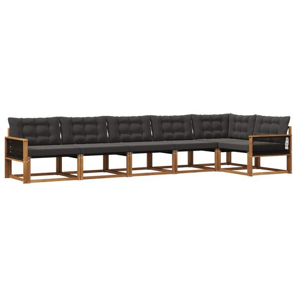 vidaXL Ensemble de canapés d'extérieur 6 Pièces Naturel et noir