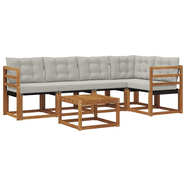 vidaXL Ensemble de canapés d'extérieur 6 pc Gris Naturel et Clair