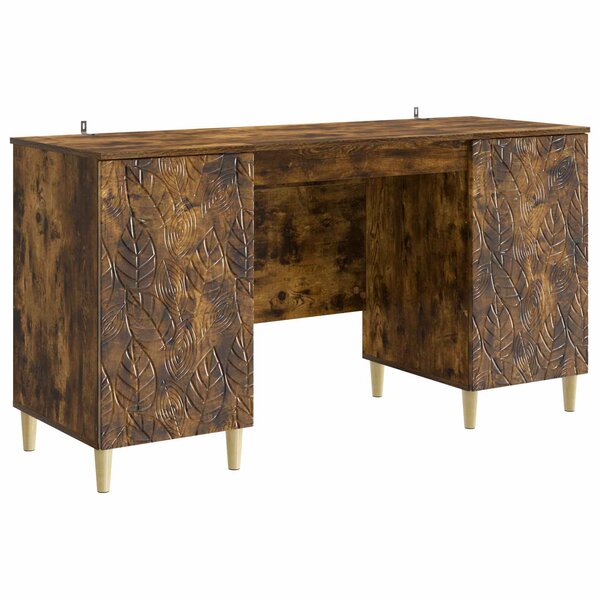 vidaXL Bureau Chêne fumé Bois d'ingénierie 142 5 x 50 x 75 cm