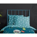 Good morning housse de couette enfant spacy 100x135 cm bleu pétrole