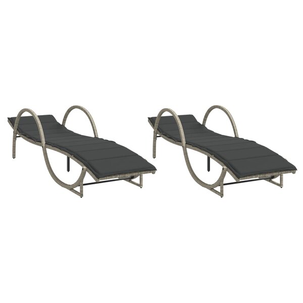 vidaXL Chaises longues lot de 2 et coussins gris clair résine tressée