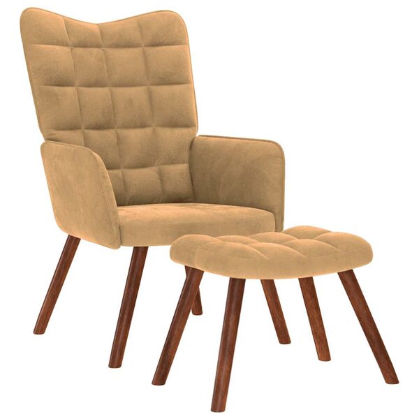vidaXL Chaise de relaxation avec tabouret Marron Velours