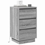 vidaXL Cabinet de chevet Gris 39 x 34 5 x 65 cm Bois d'ingénierie